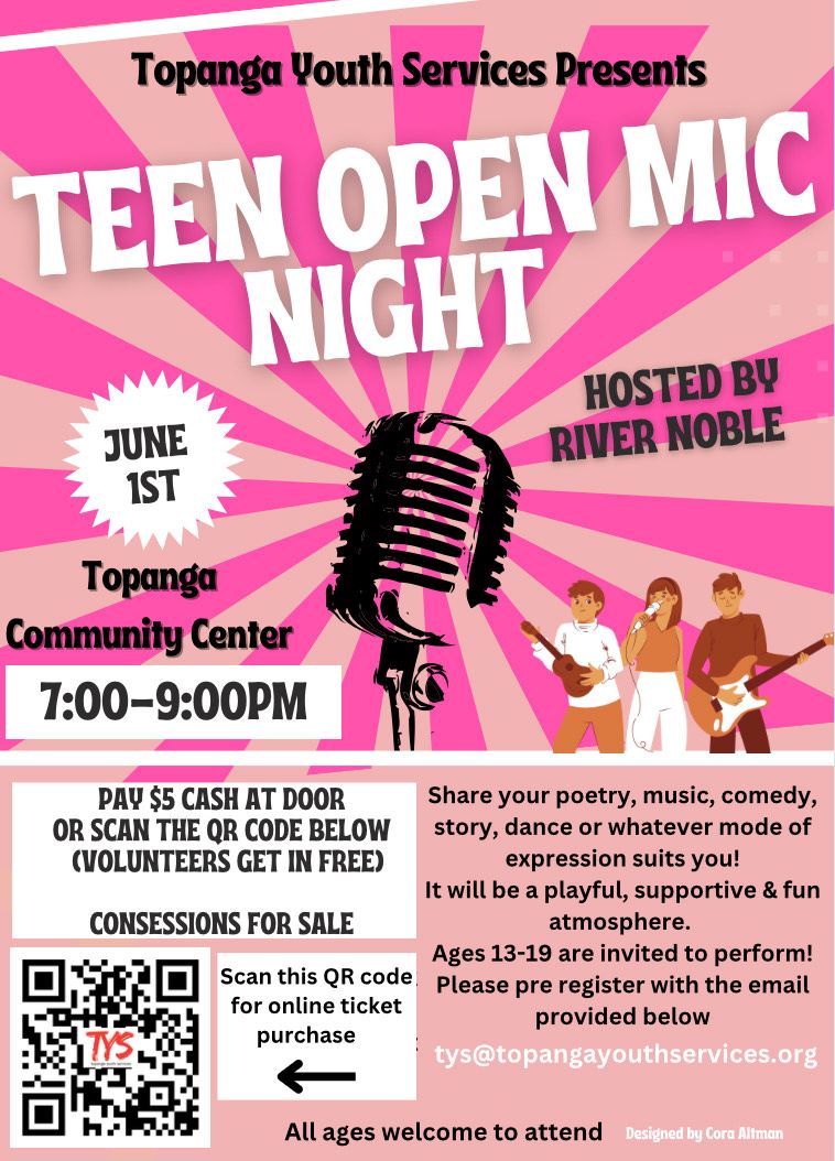 Teen Open Mic Jun 2024 flyer