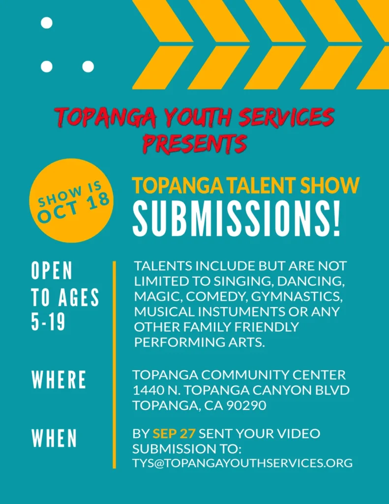 Topanga Talent Show subissions flyer